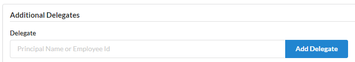 screenshot of delegate field in the non-employee application