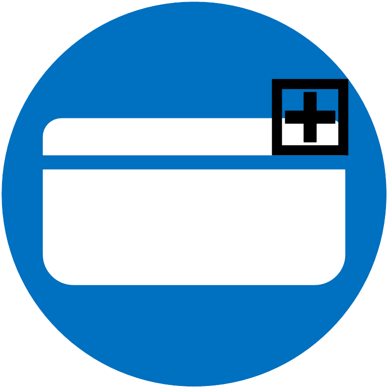 vector icon of a credit card with a plus sign