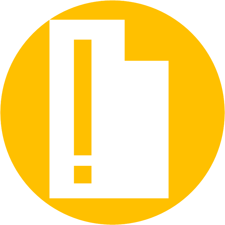 vector icon of yellow exclamation point on white document