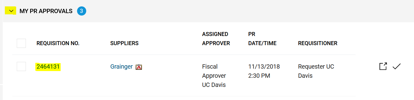 Opening AggieBuy Requisition to Approve