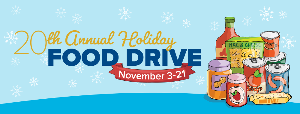 Images of food on blue background