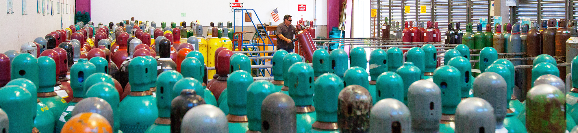 gas cylinders being stored