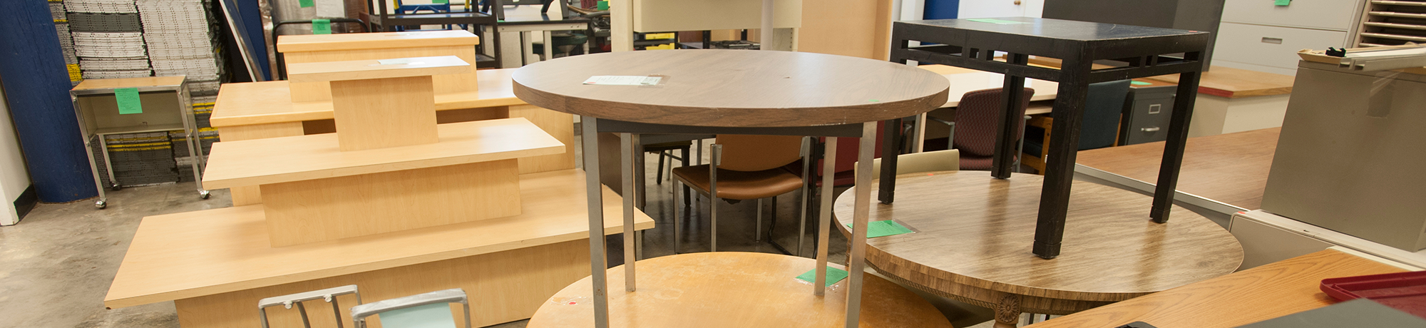 stacks of furniture at aggiesurplus